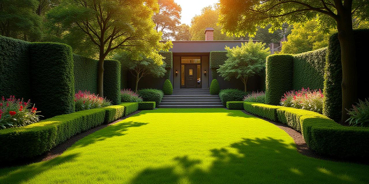 A lush, professionally maintained garden in Brooklyn with vibrant perennials and perfectly manicured lawn